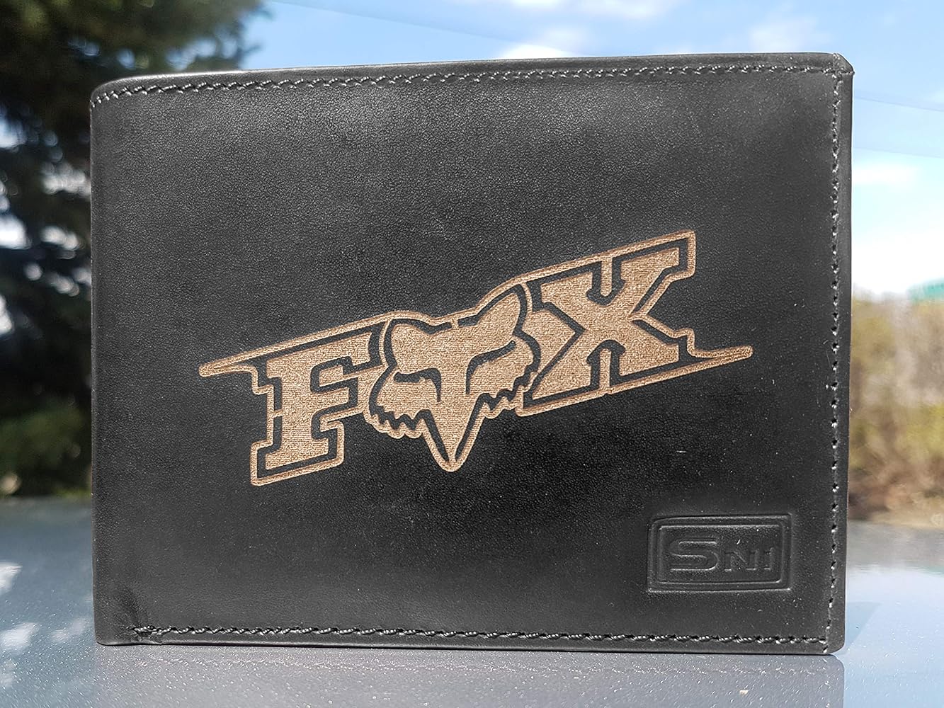 Fox Racing Logo Genuine Cowhide Leather Laser Engraved Engraving Fox Racing Logo Genuine Cowhide Leather Laser Engraved Engraving